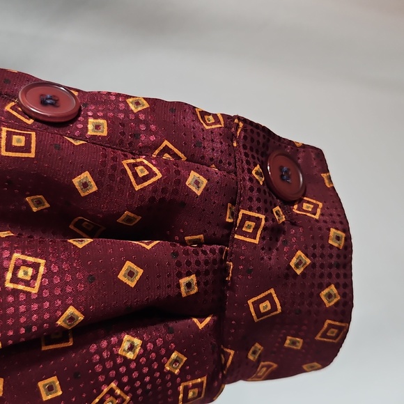 Vintage Christian Dior Women's Burgundy Pattered Padded Cropped Jacket Size 6 - Picture 9 of 11